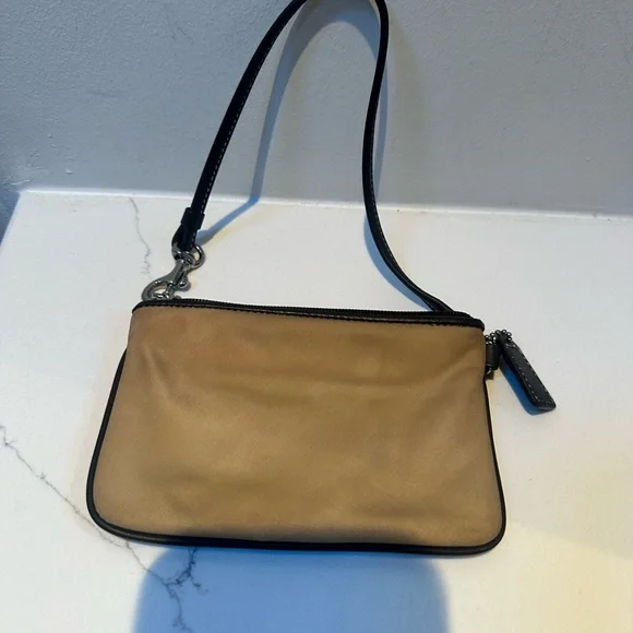 Coach Leatherwear in Tan Nylon and Dark Brown Leather trim Wristlet - Picture 3 of 6